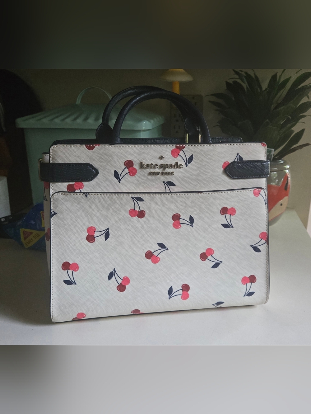 Kate Spade New York Staci Medium Satchel in the "Dancing Cherrie" (cream multi)